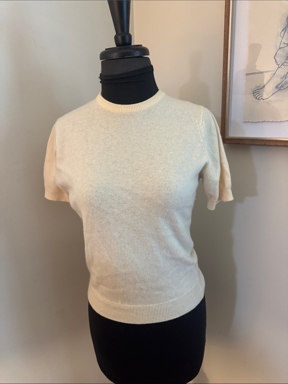 VINTAGE Women's Pringle of Scotland Cream Sweater 100% Cashmere Size 34/S